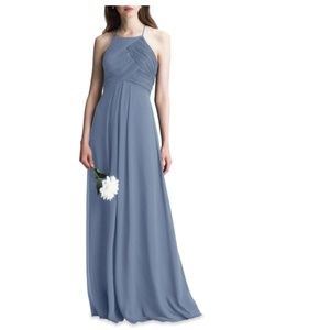 Bill Levkoff Gray Full Length Maxi Formal Dress